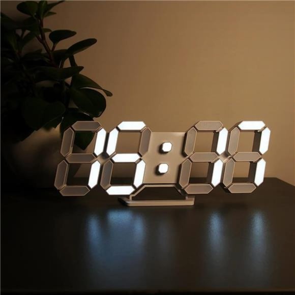 3D Led Digital Alarm Desk Clock Small Wall Clock Snooze Dimmable Time Memory - Picture 6 of 6